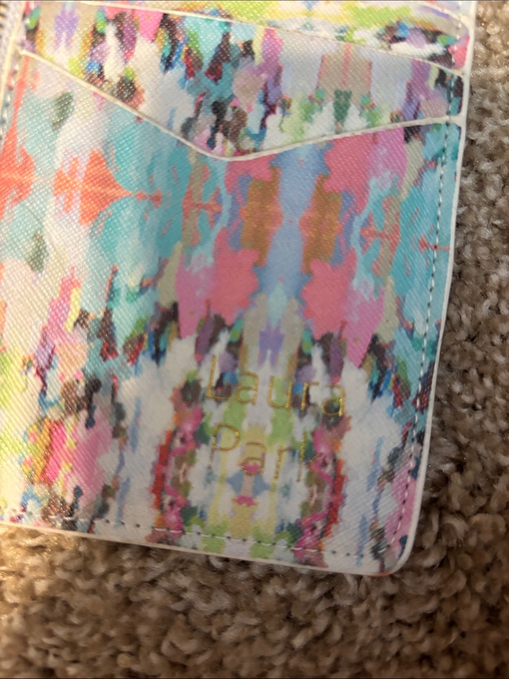 Multicolor Patterned Women’s Zip Card Wallet - Picture 2 of 6